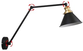 Applique FUNDO 1xE27/40W/230V nero/oro