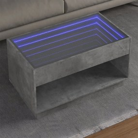 Tavolino Da Salotto Con Led Infinity Grigio Cemento 90x50x50 Cm /