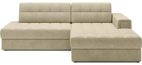 Divano angolare marrone chiaro allungabile (con penisola a destra/con chaise lounge) con rivestimento in velluto Blezalt – ELTAP