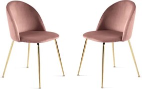 Sedia da pranzo in velluto Cipria e gambe metallo Oro - VENEZIA 2 sedie