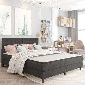 Letto A Molle Grigio Scuro İn Tessuto 160x200 Cm /