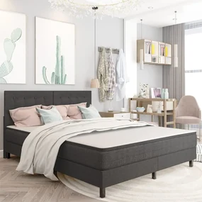 Letto A Molle Grigio Scuro İn Tessuto 160x200 Cm /