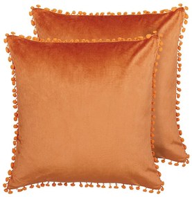Set di 2 cuscini velluto arancione 45 x 45 cm AERANGIS Beliani