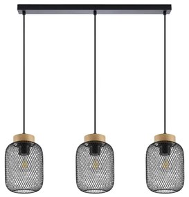 Brilagi - Lampada a sospensione con cavo BASKLITE 3xE27/15W/230V legno di Hevea/nero