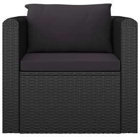Set divani da giardino 10 pz con cuscini in polyrattan nero