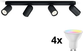 Philips - Faretto dimmerabile LED RGBW 4xGU10/4,8W/230V3000K nero + telecomando