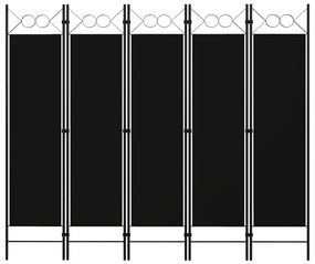 Paravento A 5 Pannelli Nero 200x180 Cm /