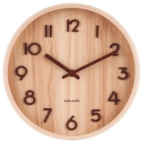 Orologio da parete marrone chiaro in legno di tiglio Piccolo, ø 22 cm Pure - Karlsson