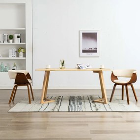 Sedie Da Pranzo 2 Pz İn Legno Curvato E Similpelle Crema /