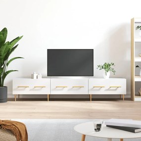 Mobile porta tv bianco lucido 150x36x30 cm in legno multistrato