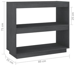 Libreria Grigia 80x35x71 cm in Legno Massello di Pino