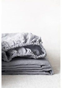Lenzuolo elastico di lino grigio chiaro, 180 x 200 cm Light Grey - Linen Tales