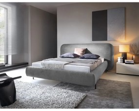 Letto matrimoniale imbottito grigio con contenitore e rete inclusi 160x200 cm Pointt – ELTAP