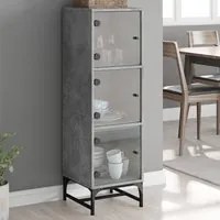 Credenza con Ante in Vetro Grigio Cemento 35x37x120 cmcod mxl 89925