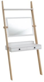 Comodino bianco con cassetto e specchio Leno - Ragaba