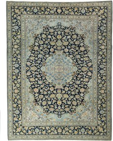 Kashan Tappeto persiano 310 x 410 Blu (Iran) Annodato A Mano