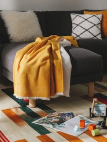 benuta Nest Plaid in cotone Luca Giallo 130x170 cm - Tappeto design moderno soggiorno