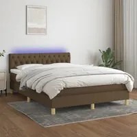 Letto a Molle Materasso e LED MarroneScuro 140x190cm in Tessuto 3133952