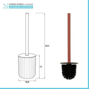 Scopino wc rosso in ceramica soft touch con setole nere Spring