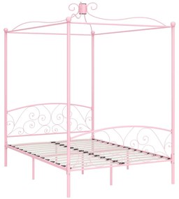 Letto a baldacchino rosa in metallo 120x200 cm