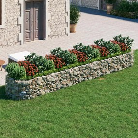 Gabbione Con Letto Rialzato İn Ferro Zincato 500x100x50 Cm /