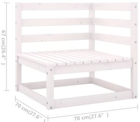 Set Divani da Giardino 6 pz Bianco in Legno Massello di Pino