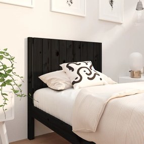 Testiera Per Letto Nera 95,5x4x100 Cm İn Legno Massello Di Pino /