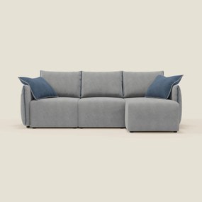 Flexar Divano angolare reversibile con sedute allungabili in bouclé morbido impermeabile T07 grigio - blu