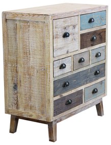 COLORWOOD - cassettiera nove cassetti in legno colorato da 80 cm