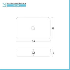 Lavabo da appoggio rettangolare 58x38 cm in acciaio inox bianco opaco Goya