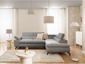 Divano angolare grigio chiaro (con penisola a destra/a L) con rivestimento in ciniglia Marbeya – Ropez