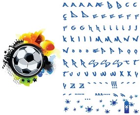 Adesivo da parete con il nome Football Graffitti - Ambiance