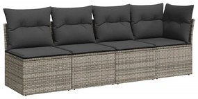 Set divano da giardino 8 pz con cuscini grigio in polyrattan