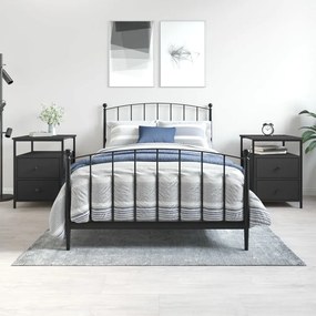 Comodini 2 Pz Neri 44x45x60 Cm İn Legno Multistrato /