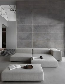 Piastrella da pavimento e rivestimento interno 50 x 100 cm Sp. 3.5 mm rettificato Tempo in gres porcellanato opaco antracite traffico intenso (pei 4/5) R10