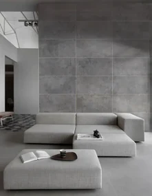 Piastrella da pavimento e rivestimento interno 50 x 100 cm Sp. 3.5 mm rettificato Tempo in gres porcellanato opaco antracite traffico intenso (pei 4/5) R10