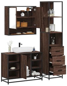 Set Mobili Da Bagno 3 Pz Rovere Marrone İn Legno Multistrato /