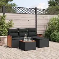 Set Divani da Giardino 5 pz con Cuscini in Polyrattan Nero 3259990