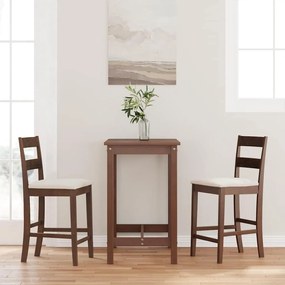 Sgabelli Da Bar Con Cuscini 2pz Marrone Legno Massello Di Hevea /