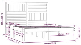 Giroletto 135x190 cm Double in Legno Massello di Pino