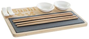 Set per Sushi DKD Home Decor PC-186227 Naturale Nero Lavagna Bianco Bambù (28.5 x 18.5 x 2.6 cm) (6 x 1,5 x 1,5 cm) (1,5 x 1,5 x