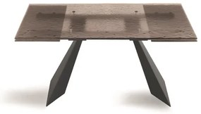 Tavolo allungabile 240 cm WATERS base in metallo Nero e piano in vetro Bronzo