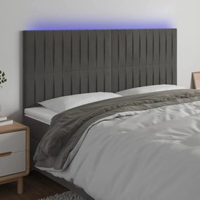 Testiera A Led Grigioscuro 160x5x118/128cm İn Velluto /