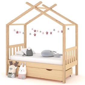 Giroletto Per Bambini Con Cassetto Legno Massello Pino 70x140cm /