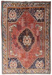 Shiraz Tappeto persiano 230 x 150 Rosso (Iran) Annodato A Mano