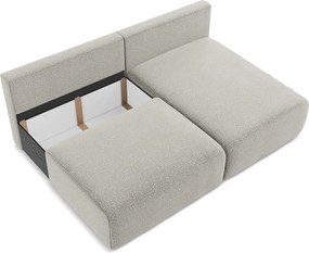 Divano angolare grigio chiaro allungabile/con contenitore (con penisola a destra) Kalena – Makamii