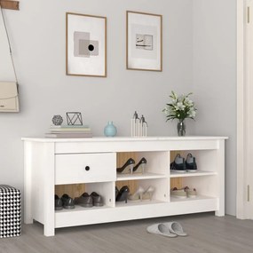 Scarpiera Bianca 110x38x45,5 Cm İn Legno Massello Di Pino /