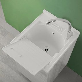 Lavatoio con mobile 45x50 cm grigio vasca in resina completa di asse