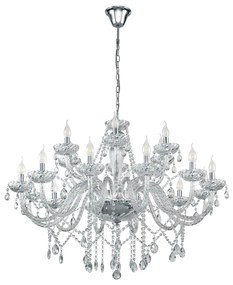 Lampadario A Sospensione Classico Basilano 1 Acciaio Cromo 18 Luci E14