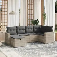 Set Divano da Giardino 6pz con Cuscini Grigio Chiaro Polyrattan 3263488